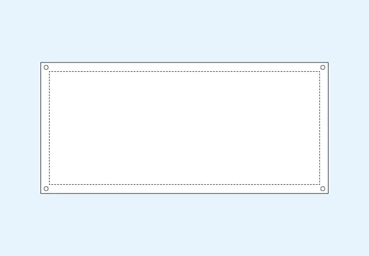 umlaufend Saum und Ösen an den Ecken