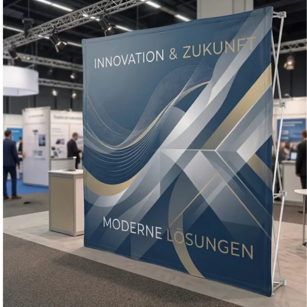 Textil-Faltdisplay Premium – Die mobile Stoff-Messewand
